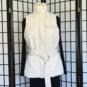 Lauren Ralph Lauren Off White Quilted Vest with Belt M